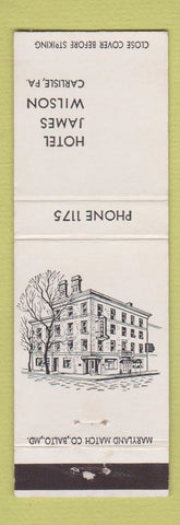 Matchbook Cover - Hotel James Wilson Carlisle PA low phone #
