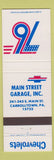 Matchbook Cover - Main Street Garage Chevrolet Carrolltown PA