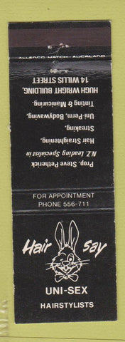 Matchbook Cover - Hair Say Salon New Zealand rabbit