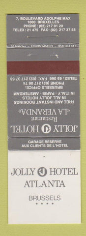 Matchbook Cover - Jolly Hotel Atlanta Brussels WEAR