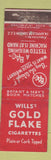 Matchbook Cover - Will's Gold Flake Cigarettes London UK England WORN
