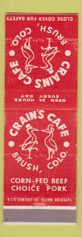 Matchbook Cover - Crain's Cafe Brush Colorado