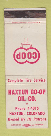 Matchbook Cover - Haxtun COOP oil gas Haxtun Colorado WEAR