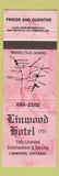 Matchbook Cover - Linwood Hotel Linwood ON