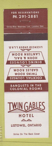 Matchbook Cover - Twin Gables Hotel Listowel ON