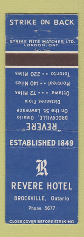 Matchbook Cover - Revere Hotel Brockville ON