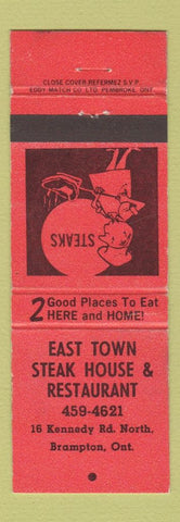Matchbook Cover - East Town Steak House Brampton ON