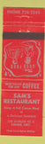 Matchbook Cover - Sam's Restaurant Barrie ON