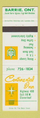 Matchbook Cover - Continental Inn Cloverleaf Canada
