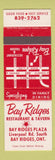 Matchbook Cover - Bay Ridges Restaurant Tavern ON