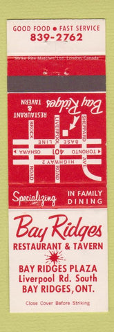 Matchbook Cover - Bay Ridges Restaurant Tavern ON