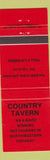 Matchbook Cover - Country Tavern Balmertown ON