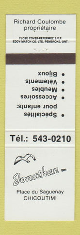 Matchbook Cover - Jonathan Chicoutimi QC