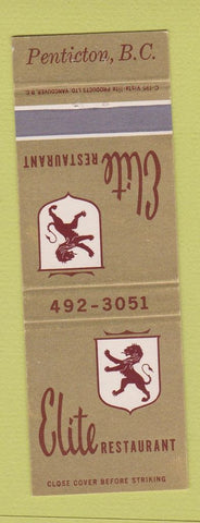 Matchbook Cover - Elite Restaurant Penticton BC