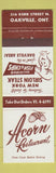 Matchbook Cover - Acorn Restaurant Oakville ON