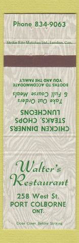 Matchbook Cover - Walter's Restaurant Port Colborne ON