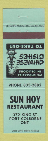 Matchbook Cover - Sun Hoy Restaurant Port Colborne ON Chinese