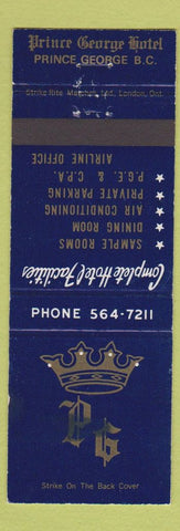 Matchbook Cover - Prince George Hotel BC