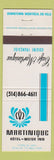 Matchbook Cover - Martinique Hotel Montreal QC #2