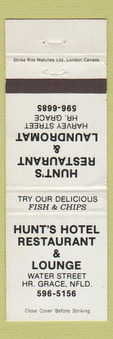 Matchbook Cover - Hunt's Hotel Harbour Grace NF WEAR
