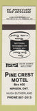 Matchbook Cover - Pine Crest Motel Nipigon ON
