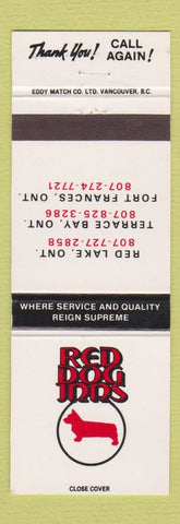 Matchbook Cover - Red Dog Inns Fort Frances Red Lake Terrace Bay ON