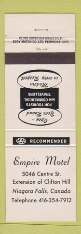 Matchbook Cover - Empire Motel Niagara Falls ON