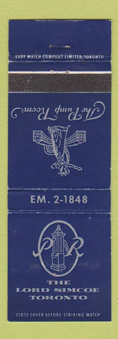 Matchbook Cover - Lord Simcoe Hotel Toronto ON
