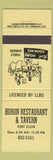 Matchbook Cover - Huron Restaurant Tavern Port Elgin ON YELLOW
