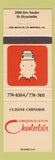 Matchbook Cover - Le Maison Du Steak Chanteclair St Hyacinthe QC