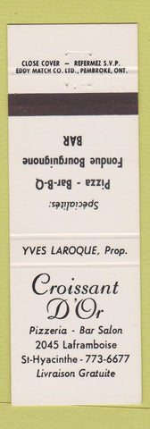 Matchbook Cover - Croissant D Or Pizza St Hyacinthe QC