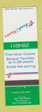 Matchbook Cover - Frank and Vinnie's Etobicoke ON
