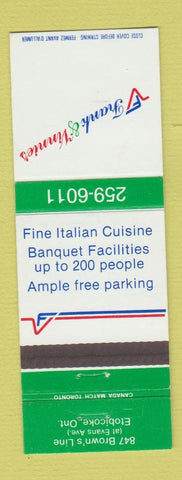 Matchbook Cover - Frank and Vinnie's Etobicoke ON