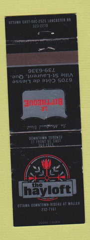 Matchbook Cover - The Hayloft Ottawa ON Le Biftheque Ville St Laurent QC