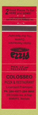 Matchbook Cover - Colosseo Pizza Winnipeg MB