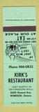 Matchbook Cover - Kirk's Restaurant Windsor ON