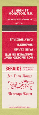 Matchbook Cover - Au Lion Rouge Restaurant Moncton NB