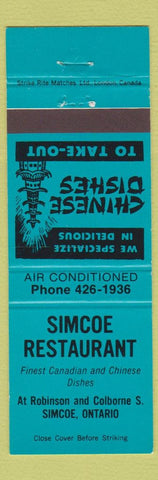 Matchbook Cover - Simcoe Restaurant ON Chinese