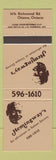 Matchbook Cover - Hemingway's Saloon Ottawa ON