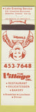 Matchbook Cover - The Village Del Restaurant Winnipeg MB