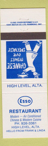 Matchbook Cover - Esso oil gas Chinese Restaurant High Level AB