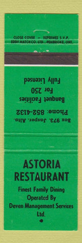 Matchbook Cover - Astoria Restaurant Jasper AB