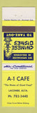 Matchbook Cover - A1 Cafe Chinese Lacombe AB