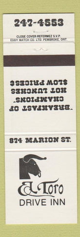Matchbook Cover - El Tgoro Drive Inn Winnipeg MB