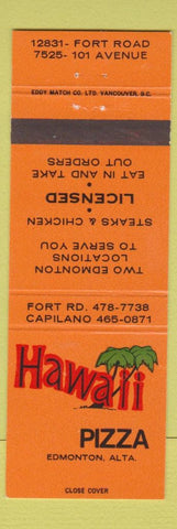 Matchbook Cover - Hawaii Pizza Edmonton AB