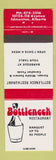 Matchbook Cover - Bottleneck Restaurant Edmonton AB