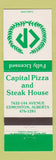 Matchbook Cover - Capital Pizza Steak Edmonton AB