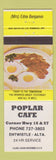 Matchbook Cover - Poplar Cafe Entwistle AB