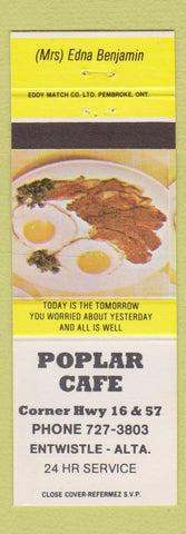 Matchbook Cover - Poplar Cafe Entwistle AB