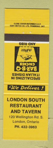 Matchbook Cover - London South Restaurant London ON